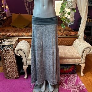 Vintage Y2K indiesleaze grunge mineral acid wash fold-over maxi skirt